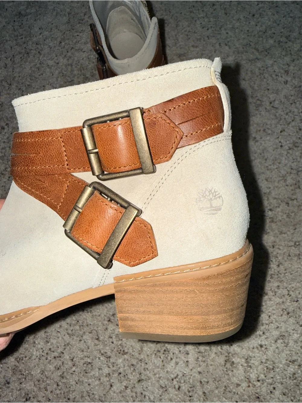 Women's Timberland Suede Ankle Boots with Brown Strap Detail